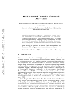 Verification and Validation of Semantic Annotations