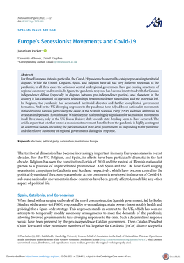 Europers Secessionist Movements and Covid-19