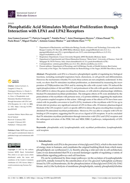 Phosphatidic Acid Stimulates Myoblast Proliferation Through Interaction with LPA1 and LPA2 Receptors