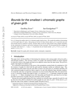 Bounds for the Smallest K-Chromatic Graphs of Given Girth Arxiv