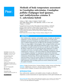 Methods of Body Temperature Assessment in Conolophus Subcristatus, Conolophus Pallidus (Galápagos Land Iguanas), and Amblyrhynchus Cristatus X C