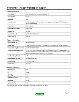 Primepcr™Assay Validation Report