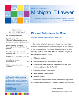 Michigan IT Lawyer a Publication of the State Bar of Michigan Information Technology Law Section