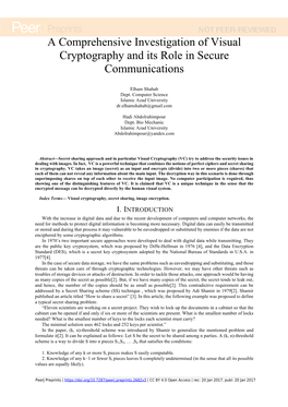 A Comprehensive Investigation of Visual Cryptography and Its Role in Secure Communications