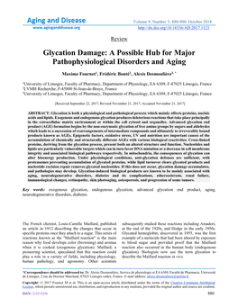 Glycation Damage: a Possible Hub for Major Pathophysiological Disorders and Aging