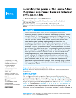 (Cypereae, Cyperaceae) Based on Molecular Phylogenetic Data