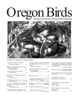 The Quarterly Journal of Oregon Field Ornithology