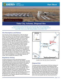 Tuba City, Arizona, Disposal Site Fact Sheet