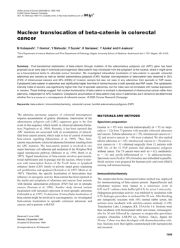 Nuclear Translocation of Beta-Catenin in Colorectal Cancer