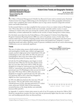 Violent Crime Trends and Geographic Variations SERVICES RESEARCH PROJECT by Joe Campo, MPH Research Brief No