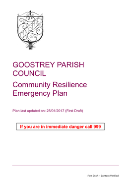 GOOSTREY PARISH COUNCIL Community Resilience Emergency Plan