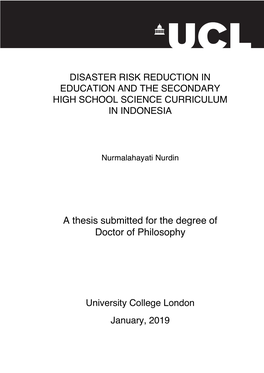 Disaster Risk Reduction in Education and the Secondary High School Science Curriculum in Indonesia