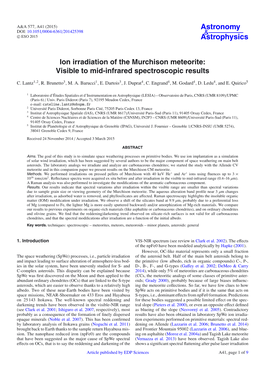 Ion Irradiation of the Murchison Meteorite: Visible to Mid-Infrared Spectroscopic Results