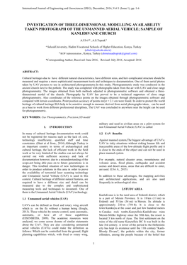 Investigation of Three-Dimensional Modelling Availability Taken Photograph of the Unmanned Aerial Vehicle; Sample of Kanlidivane Church