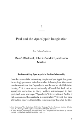 Paul and the Apocalyptic Imagination