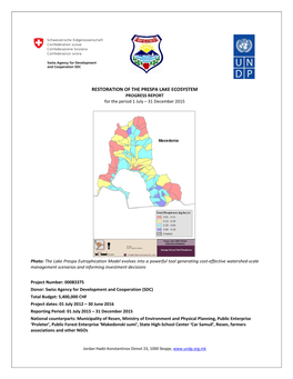 RESTORATION of the PRESPA LAKE ECOSYSTEM PROGRESS REPORT for the Period 1 July – 31 December 2015
