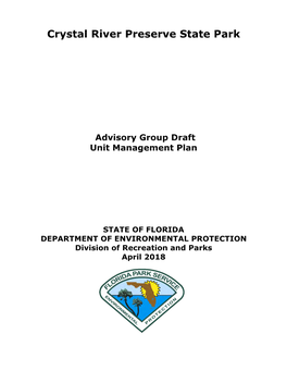 Crystal River Preserve State Park 2018 Advisory Group Draft Unit Management Plan