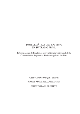 Problemática Del Río Ebro En Su Tramo Final