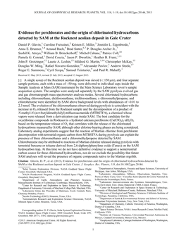 Evidence for Perchlorates and the Origin of Chlorinated Hydrocarbons Detected by SAM at the Rocknest Aeolian Deposit in Gale Crater Daniel P