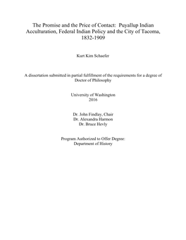 Puyallup Indian Acculturation, Federal Indian Policy and the City of Tacoma, 1832-1909