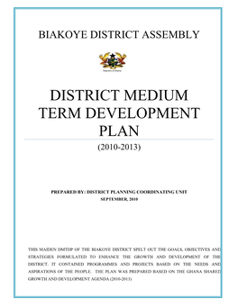 District Medium Term Development Plan (2010-2013)