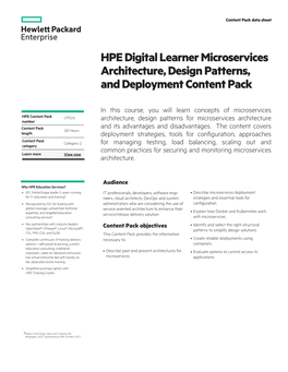 HPE Digital Learner Microservices Architecture, Design Patterns, and Deployment Content Pack