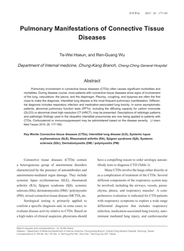 Pulmonary Manifestations of Connective Tissue Diseases