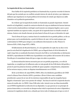 La Izquierda De Hoy En Guatemala Para Hablar De La Izquierda