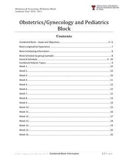 Obstetrics/Gynecology and Pediatrics Block