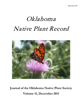Oklahoma Native Plant Record, Volume 11, Number 1, December 2011