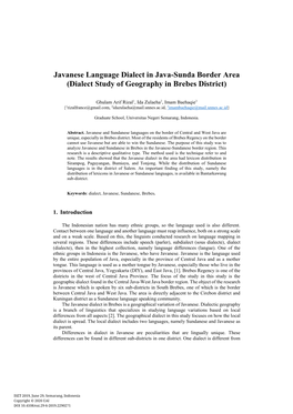 Javanese Language Dialect in Java-Sunda Border Area (Dialect Study of Geography in Brebes District)