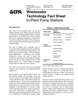 In-Plant Pump Stations
