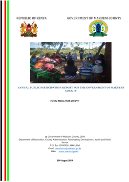 Annual Public Participation Report for the Government of Makueni County