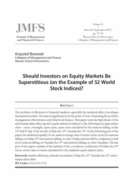 Should Investors on Equity Markets Be Superstitious (On the Example of 52 World Stock Indices)?