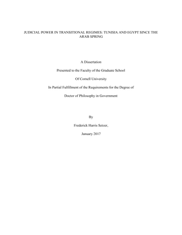 Judicial Power in Transitional Regimes: Tunisia and Egypt Since the Arab Spring