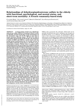 Relationships of Dehydroepiandrosterone Sulfate In