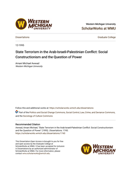 State Terrorism in the Arab-Israeli-Palestinian Conflict: Social Constructionism and the Question of Power