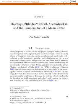 Hashtags: #Rhodesmustfall, #Feesmustfall and the Temporalities of a Meme Event