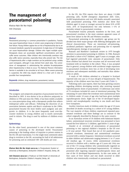 The Management of Paracetamol Poisoning in Australia and New Zealand Clinical Practice Points D Explanation and Elaboration