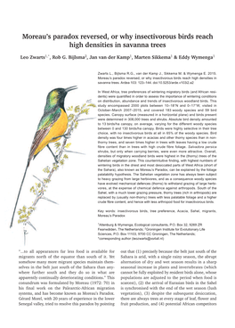 Moreau's Paradox Reversed, Or Why Insectivorous Birds Reach High Densities in Savanna Trees