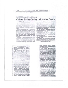 Cuban Exiles Guilty in Letelier Death. 2./Ry Enneth Bredemeier Once Known As DINA, Had Masterminded They Washington Post &Aft Writer Murder Plot