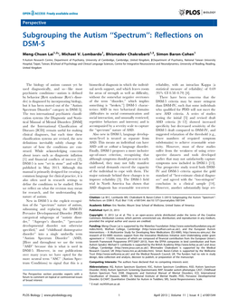 Subgrouping the Autism ''Spectrum'': Reflections on DSM-5