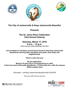 St. Johns River Celebration 2018 Cleanup Sites