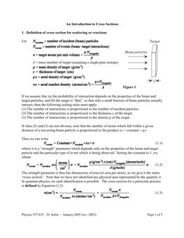 An Introduction to Cross Sections 1. Definition of Cross Section For