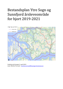 Bestandsplan Ytre Sogn Og Sunnfjord Årsleveområde for Hjort 2019-2021