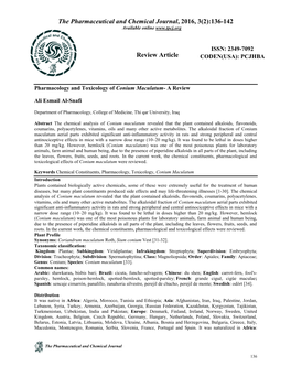 Pharmacology and Toxicology of Conium Maculatum- a Review