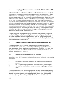 Analysing Preferences and Value Formation in Helsinki with the AHP1