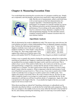 Chapter 4: Measuring Execution Time