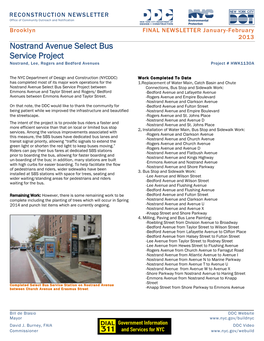 Nostrand Avenue Select Bus Service Project Nostrand, Lee, Rogers and Bedford Avenues Project # HWK1130A