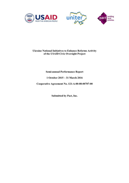 Ukraine National Initiatives to Enhance Reforms Activity of the USAID Civic Oversight Project